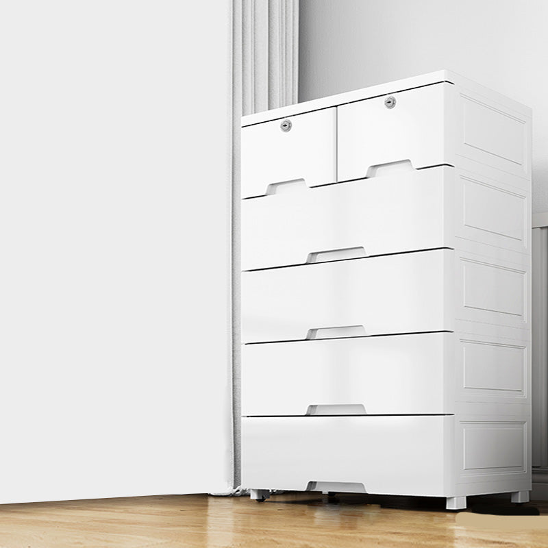 Rectangular Plastic Wardrobe Teen Style Simple White Bedroom Storage Cabinet