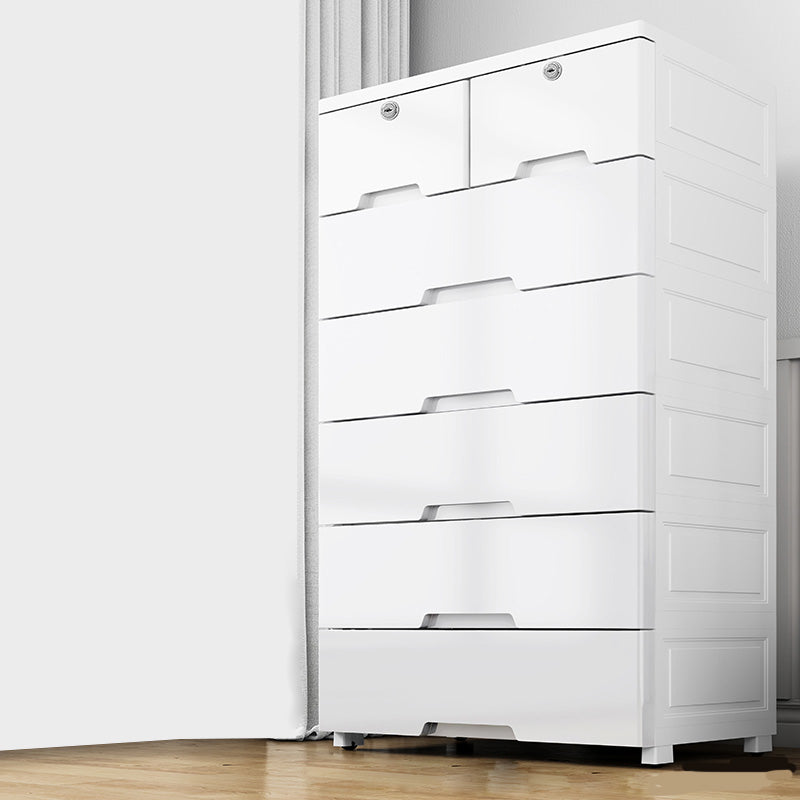 Rectangular Plastic Wardrobe Teen Style Simple White Bedroom Storage Cabinet