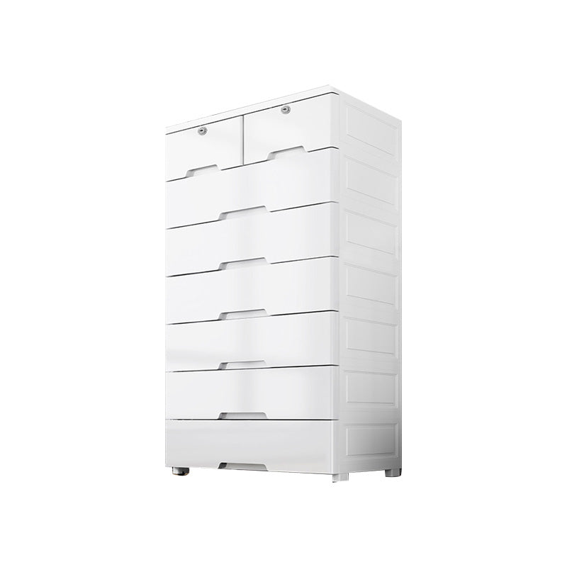 Rectangular Plastic Wardrobe Teen Style Simple White Bedroom Storage Cabinet