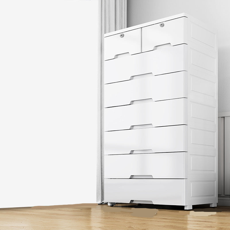 Rectangular Plastic Wardrobe Teen Style Simple White Bedroom Storage Cabinet