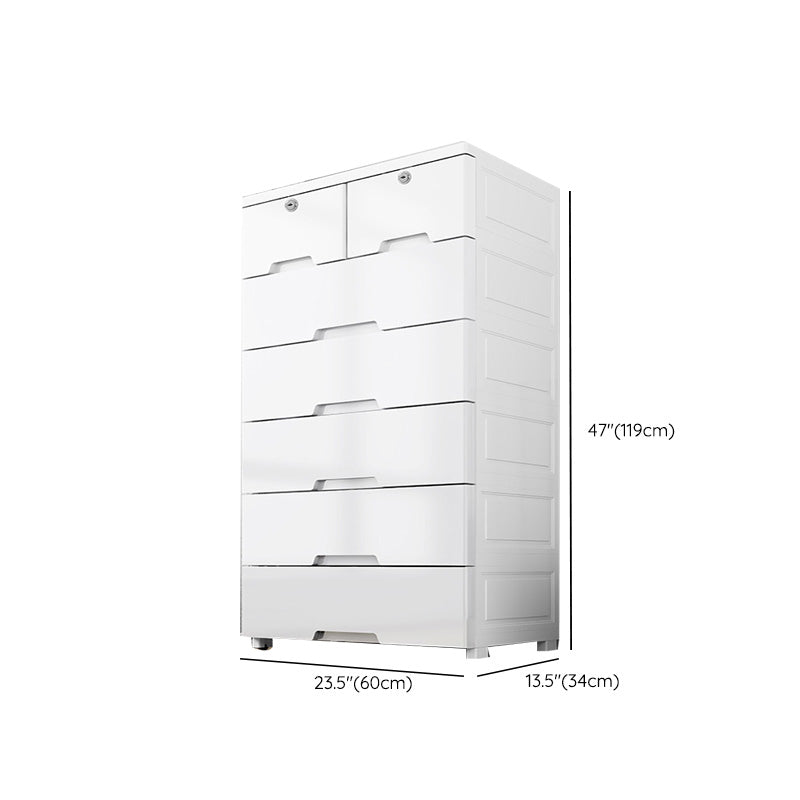 Rectangular Plastic Wardrobe Teen Style Simple White Bedroom Storage Cabinet