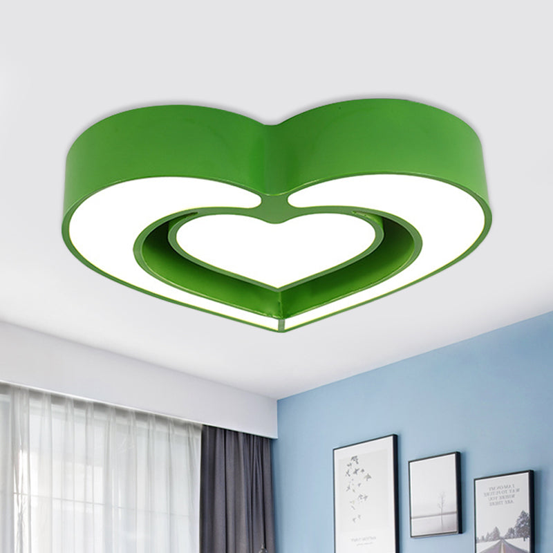 Loving Heart Ceiling Flush Mount Contemporary Acrylic Blue/Red/Pink LED Flush Light for Bedroom