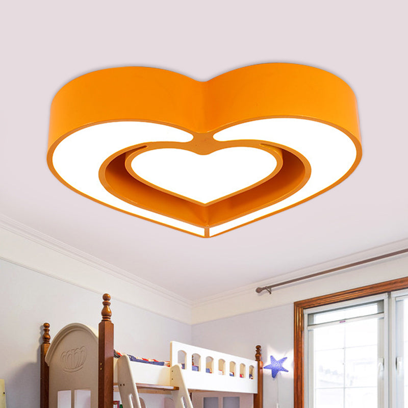Loving Heart Ceiling Flush Mount Contemporary Acrylic Blue/Red/Pink LED Flush Light for Bedroom