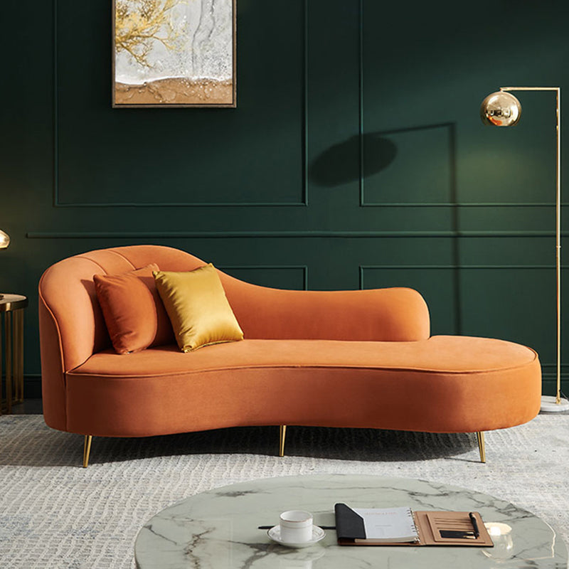 Glam Chaise Lounge Couch Rolled Arm Chaise Lounge for Bedroom