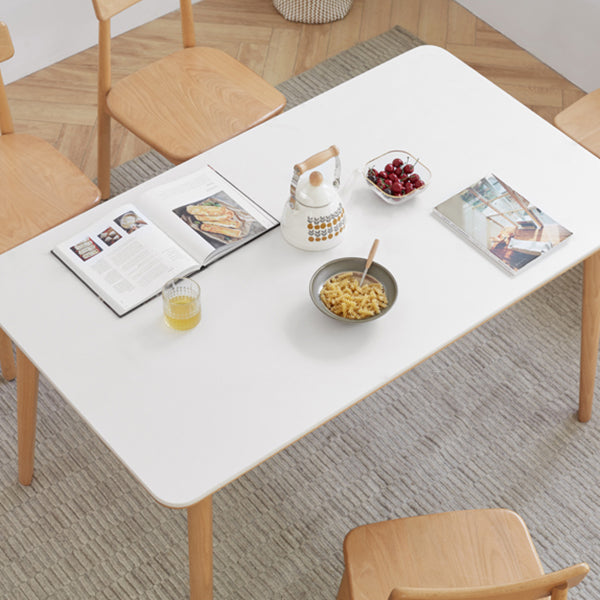 Modern Stone Rectangle Dining Table Wooden Legs for Dining Room