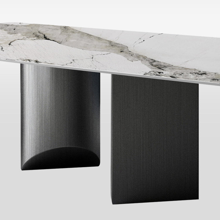 Silver Base Dinner Room Kitchen Table Contemporary Dining Table
