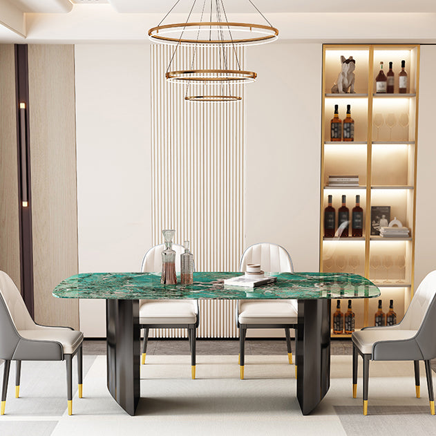 Double Pedestal Dining Table Rectangle Dining Table for Kitchen