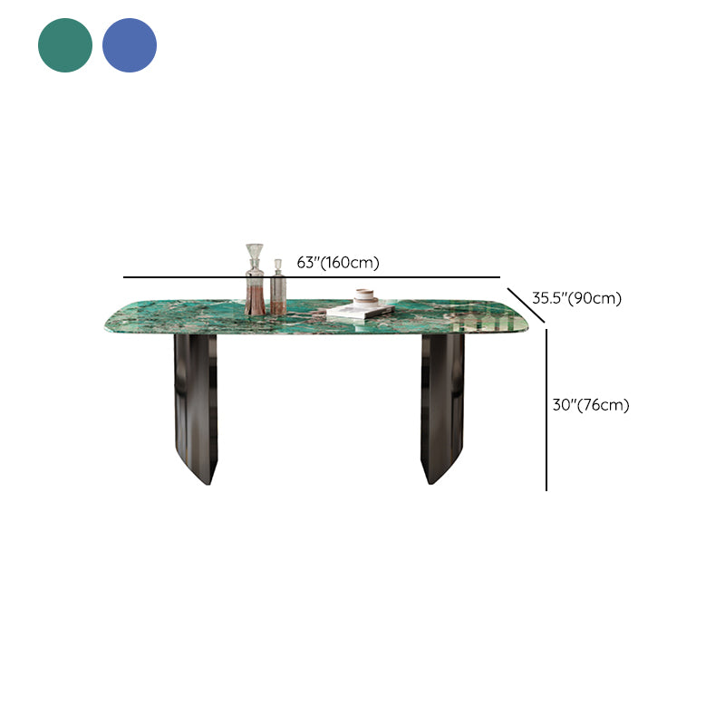 Double Pedestal Dining Table Rectangle Dining Table for Kitchen