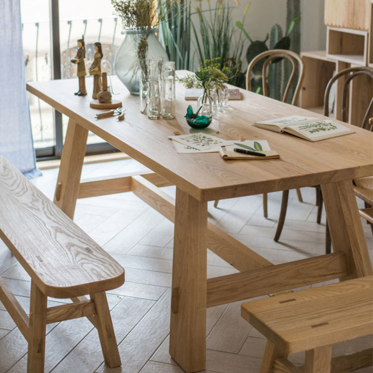 Natural Solid Wood Dining Room Table Contemporary Dinner Room Kitchen Table