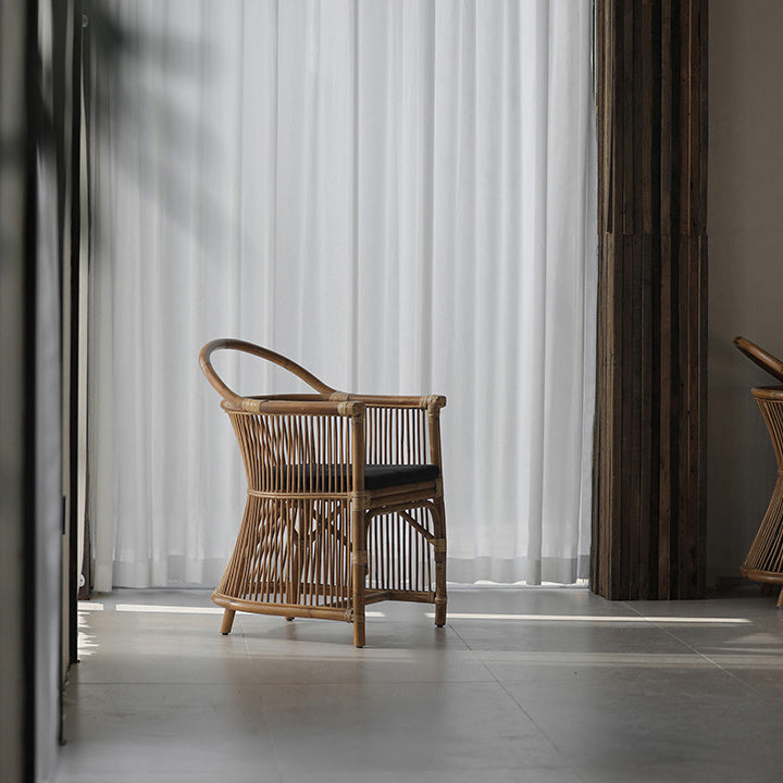 Modern Style Arm Chair Slat Back Dining Accent Chair for Kitchen