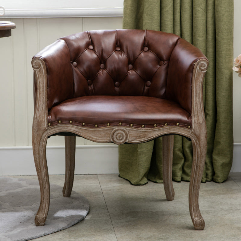 Modern Style Arm Chair Wood Solid Back Dining Accent Chair for Kitchen