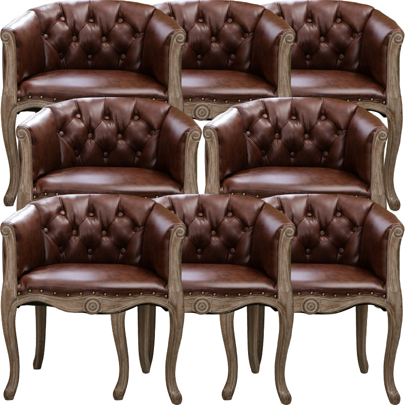 Modern Style Arm Chair Wood Solid Back Dining Accent Chair for Kitchen