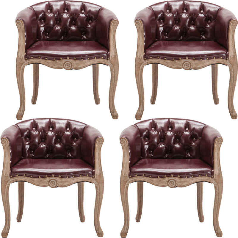 Modern Style Arm Chair Wood Solid Back Dining Accent Chair for Kitchen