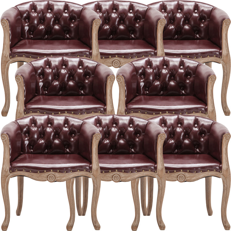 Modern Style Arm Chair Wood Solid Back Dining Accent Chair for Kitchen