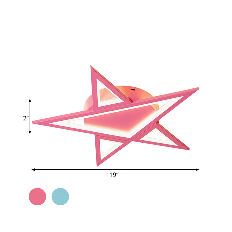 Acrylic Star Flush Mount Lighting Modernist Blue/Pink LED Ceiling Flush Mount for Bedroom