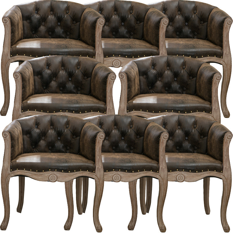 Modern Style Arm Chair Wood Solid Back Dining Accent Chair for Kitchen