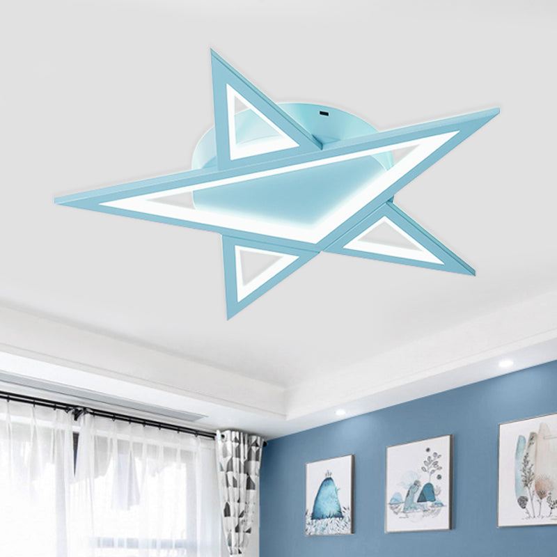 Acrylic Star Flush Mount Lighting Modernist Blue/Pink LED Ceiling Flush Mount for Bedroom