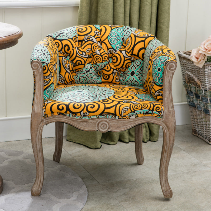 Modern Style Arm Chair Wood Solid Back Dining Accent Chair for Kitchen