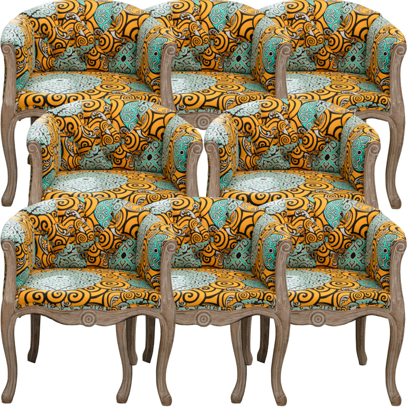 Modern Style Arm Chair Wood Solid Back Dining Accent Chair for Kitchen