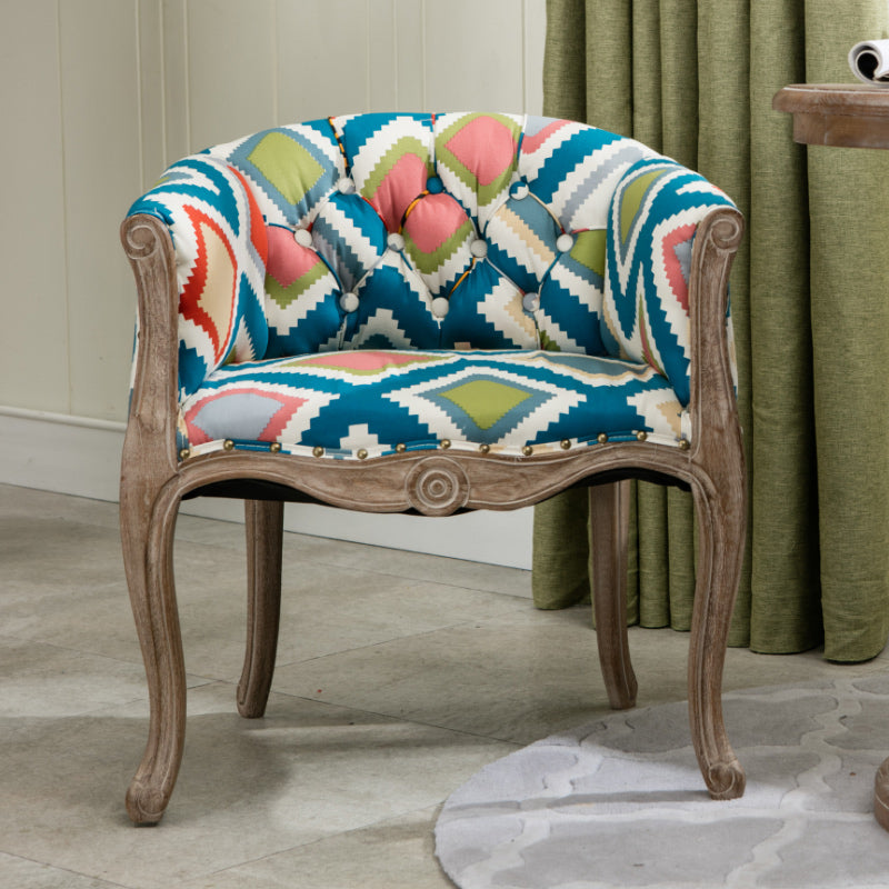 Modern Style Arm Chair Wood Solid Back Dining Accent Chair for Kitchen