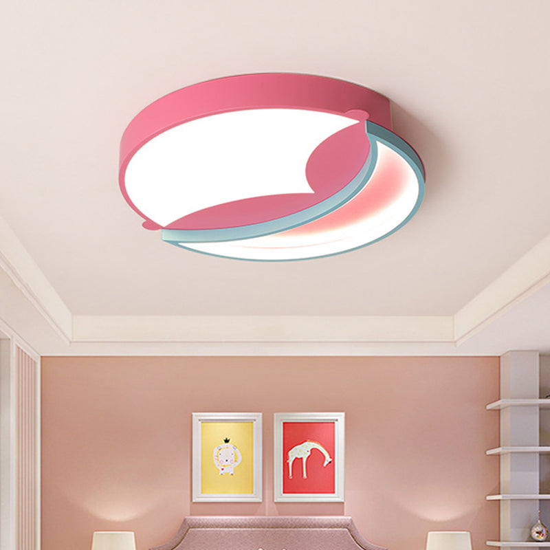 Modernist LED Flush Ceiling Light Blue/Pink Crescent Flush Mount Pendant Fixture with Acrylic Shade for Bedroom