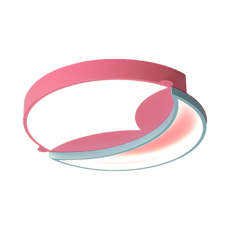 Modernist LED Flush Ceiling Light Blue/Pink Crescent Flush Mount Pendant Fixture with Acrylic Shade for Bedroom