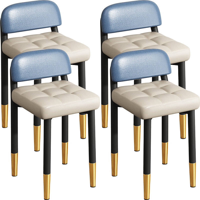 Modern Armless Backrest Cushion Chair with Metal Legs for Dining Room