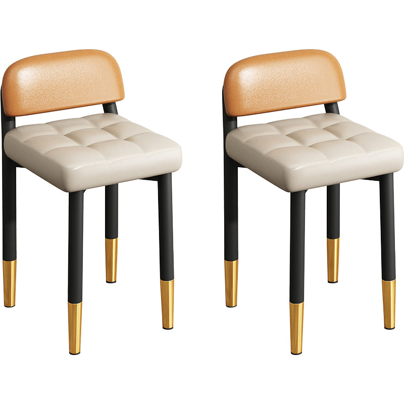 Modern Armless Backrest Cushion Chair with Metal Legs for Dining Room