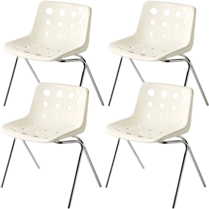 Modern Armless Backrest Acrylic Chair with Metal Legs for Dining Room