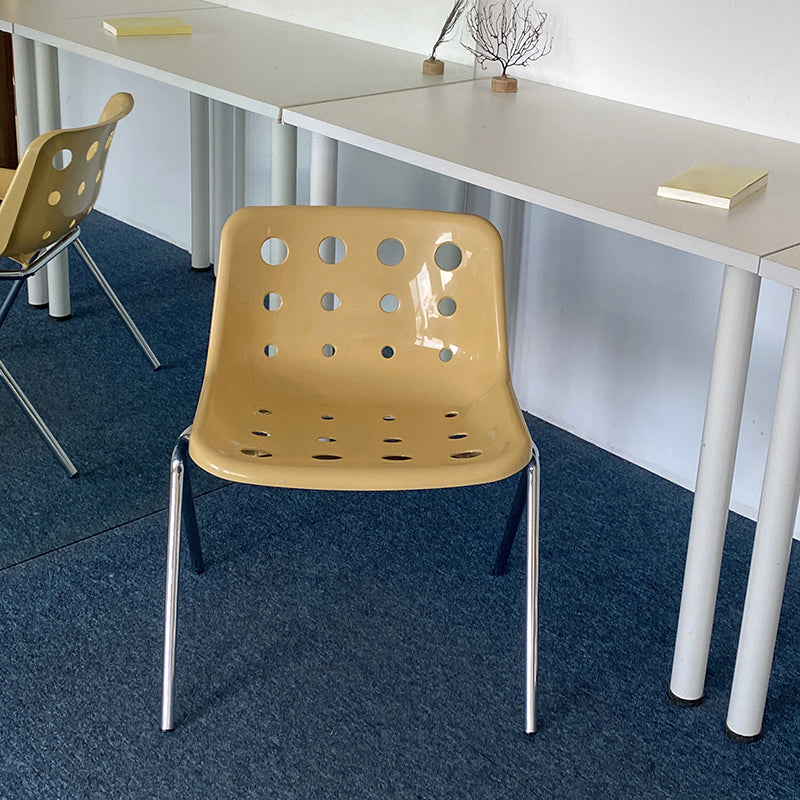 Modern Armless Backrest Acrylic Chair with Metal Legs for Dining Room