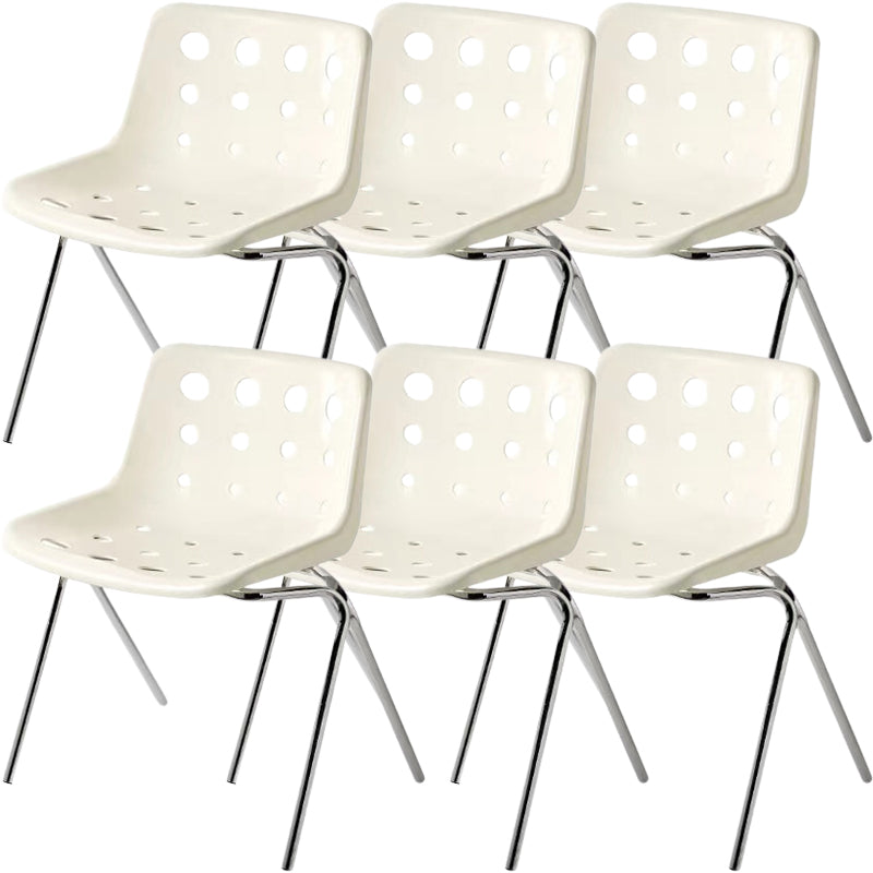 Modern Armless Backrest Acrylic Chair with Metal Legs for Dining Room