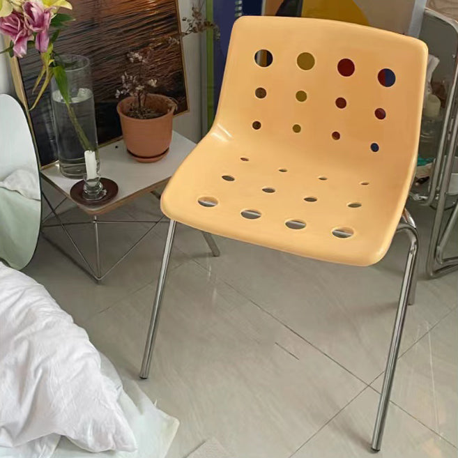 Modern Armless Backrest Acrylic Chair with Metal Legs for Dining Room