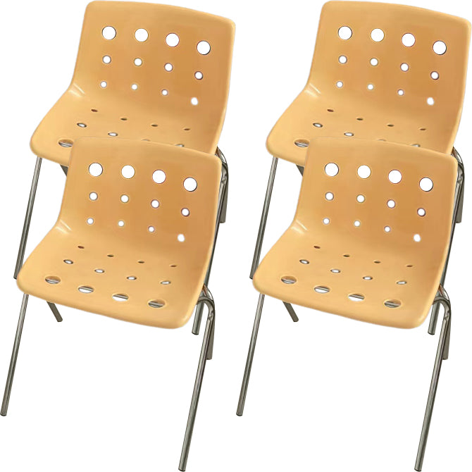 Modern Armless Backrest Acrylic Chair with Metal Legs for Dining Room