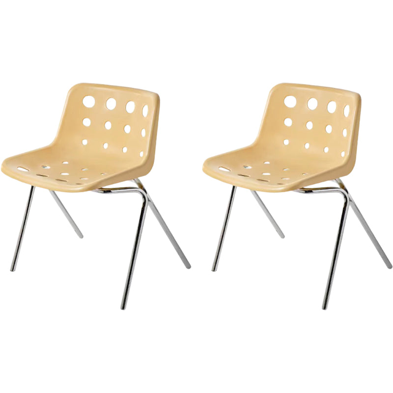 Modern Armless Backrest Acrylic Chair with Metal Legs for Dining Room