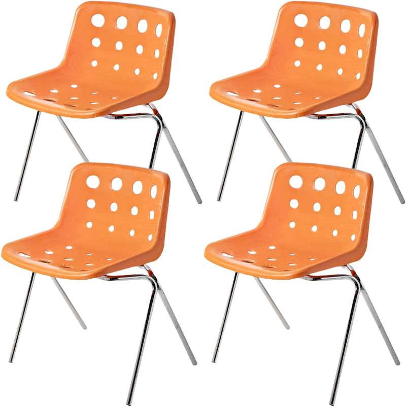 Modern Armless Backrest Acrylic Chair with Metal Legs for Dining Room