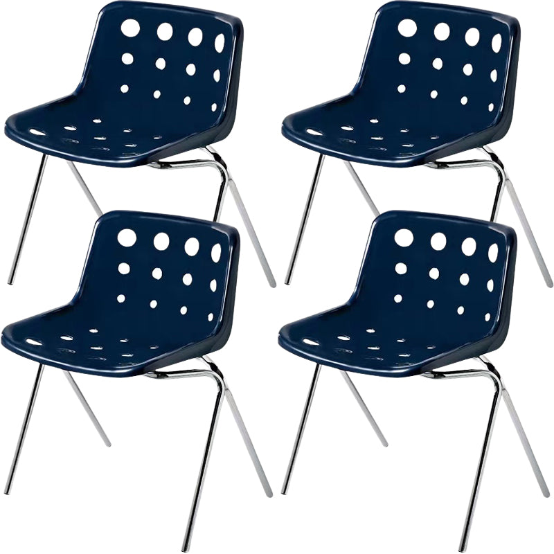 Modern Armless Backrest Acrylic Chair with Metal Legs for Dining Room
