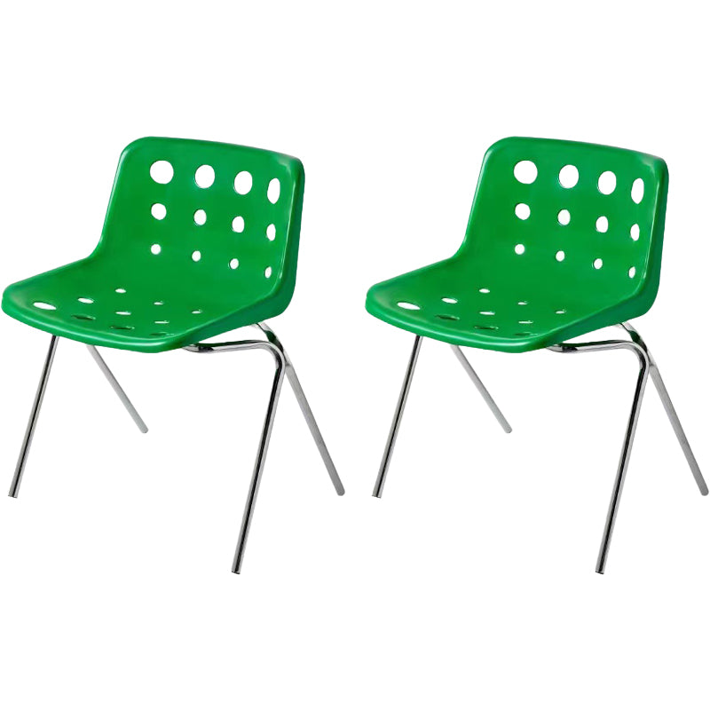 Modern Armless Backrest Acrylic Chair with Metal Legs for Dining Room