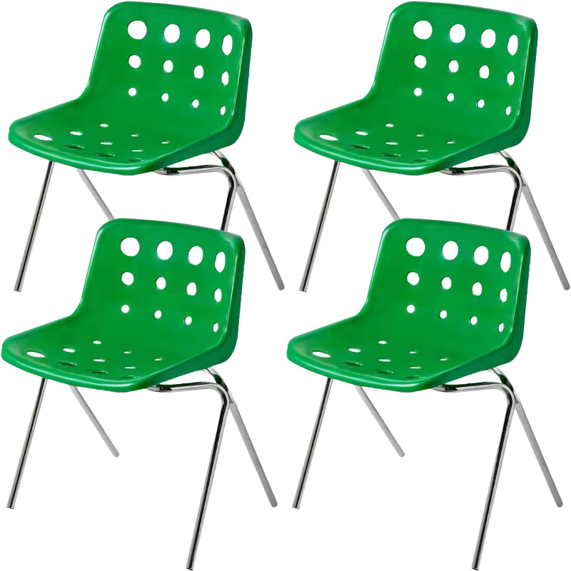 Modern Armless Backrest Acrylic Chair with Metal Legs for Dining Room