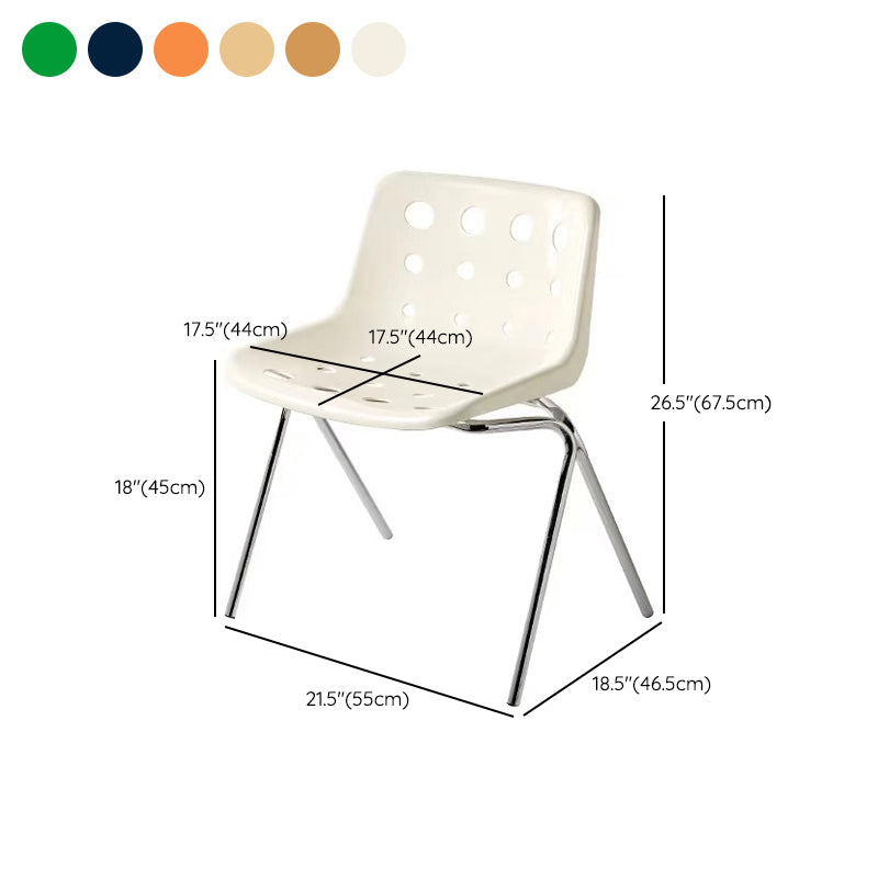 Modern Armless Backrest Acrylic Chair with Metal Legs for Dining Room