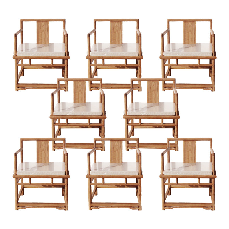 Traditional Style Brown Dining Chair Solid Wood Arm Chair for Home