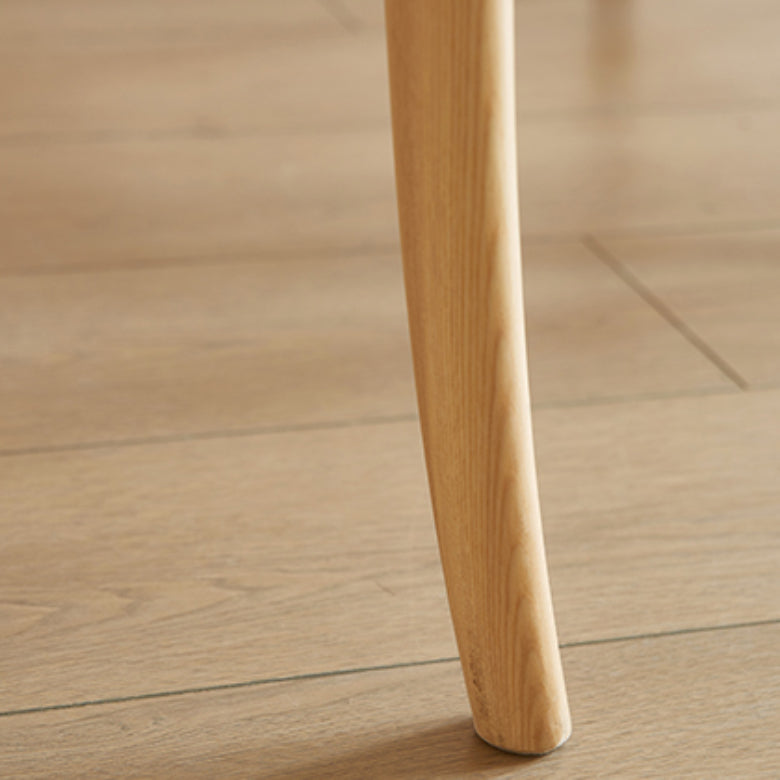 Contemporary Armless Rattan Bar Stool with Ash Solid Wood Base
