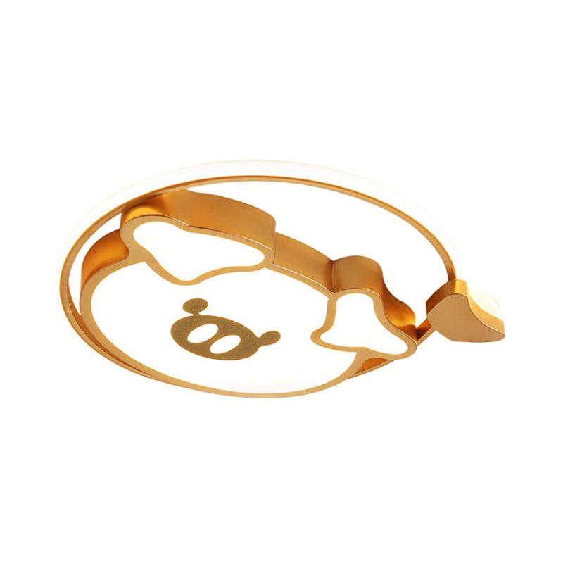Stile del fumetto LED Apparecchio montato a soffitto rosa/oro bella luce del maiale con ombra acrilica per la camera da letto