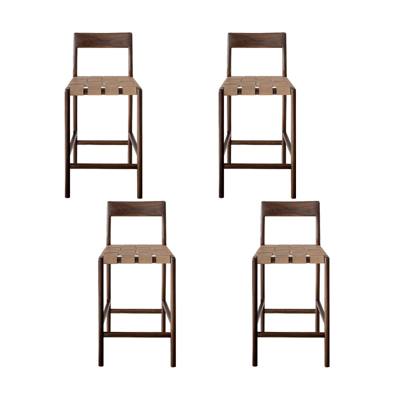 Contemporary Faux Leather 37.4-inch Bar Stool with Solid Wood Base
