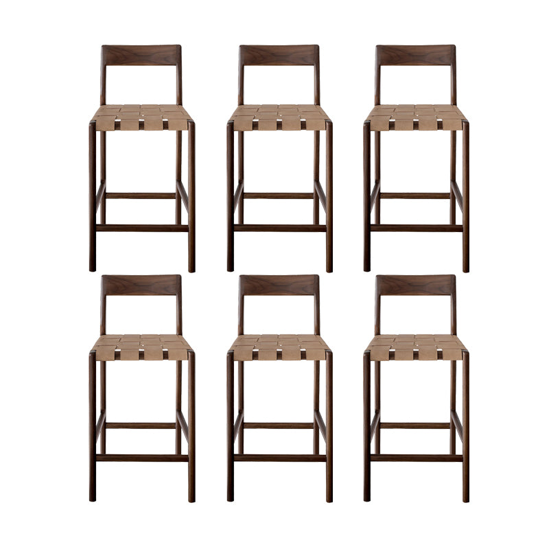 Contemporary Faux Leather 37.4-inch Bar Stool with Solid Wood Base