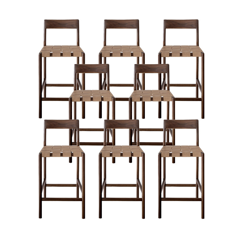 Contemporary Faux Leather 37.4-inch Bar Stool with Solid Wood Base