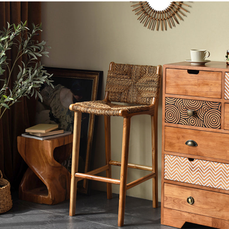 Solid Wood Counter Bar Stool Armless Counter Height Stools with Footrest