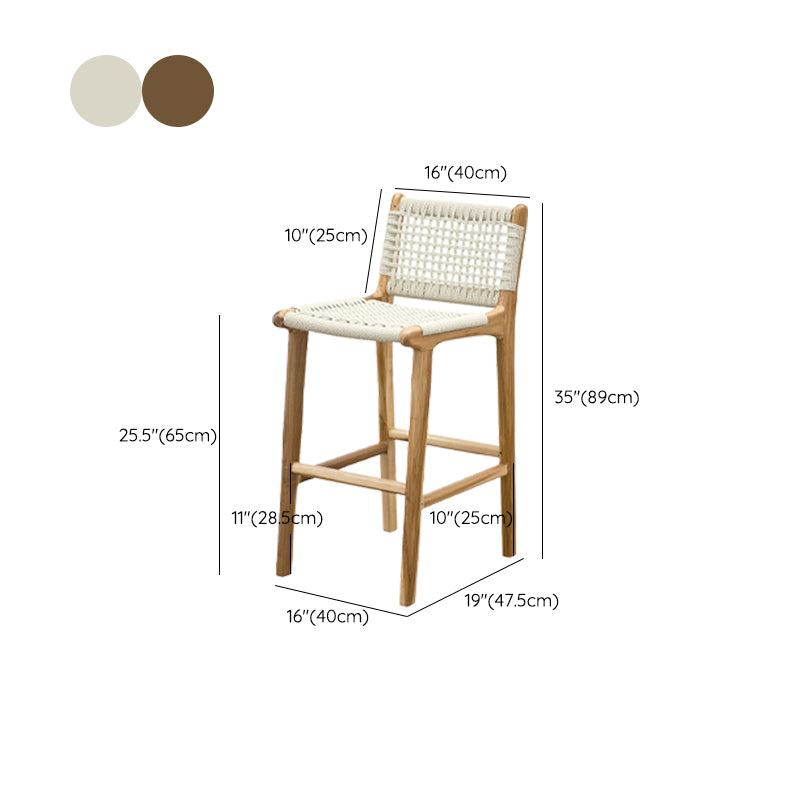 Solid Wood Counter Bar Stool Armless Counter Height Stools with Footrest