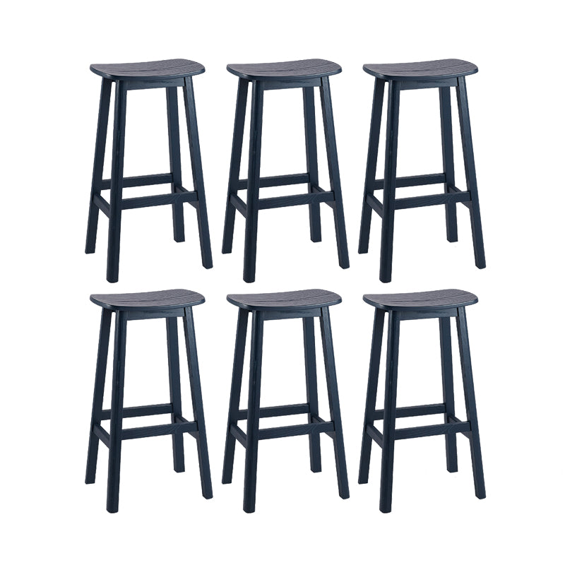 Industrial Style Bar-height Ash Solid Wood Backless Bar Stool