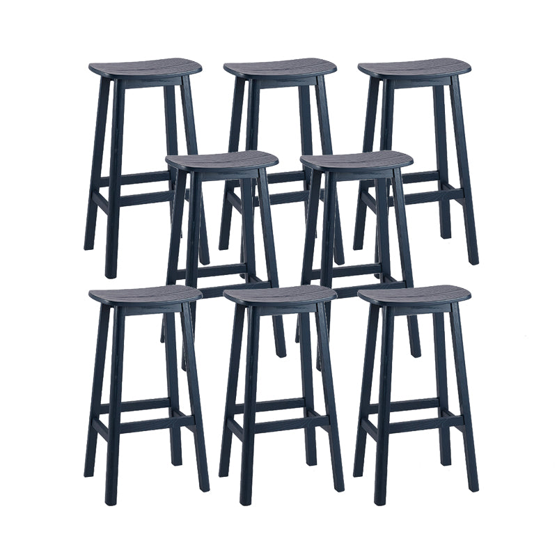 Industrial Style Bar-height Ash Solid Wood Backless Bar Stool