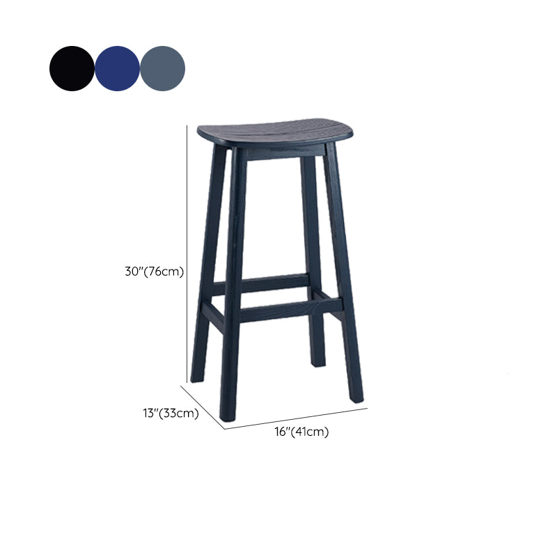Industrial Style Bar-height Ash Solid Wood Backless Bar Stool